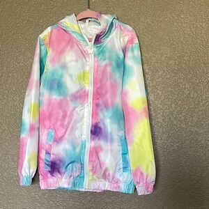 Lucky penny tie dye water color rainbow windbreaker size 6x